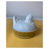 25:8 Milk Glass Hen on Nest
