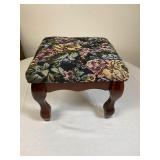 Small Tapestry & Wood Footstool