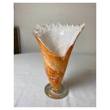 25:7 Orange Swirl Blown Glass Vase