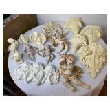 27:2 Large LOT Cherub Wall Decor & Sconces