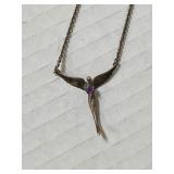 Vintage Sterling Silver Amethyst Angel Necklace