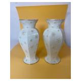 29:6 Lenox PAIR Snowflake Vases 9"