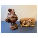 2pc Soapstone Desk Assessories & Urn