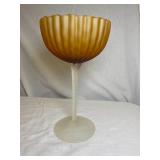 #93 MCM Pedestal Orange Satin Glass Vase