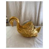 Vintage Pearl Brand Gold Swan Planter