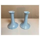 #48 Pair Blue Porcelain Colonial Candlesticks