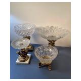 4 Hollywood regency Gilt & Cherubs Pedestal Bowls
