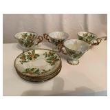 Holly Teacups & Saucers - Made in Japan
