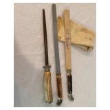 3 Stag or Bone Handle Carving Set