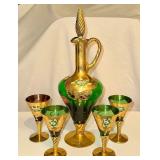 #119 Ardalt Italy Glass Decanter & Glasses