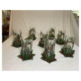 8pc Holly Glasses w/ Holly Coaster