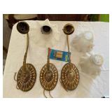 (3) Vintage Gold Arm Wall Sconces Lights