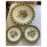 3pc Italy Ceramic Serving Platter & Plates