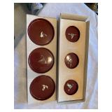 6pc Inlaid Lacquer Asian Coasters