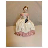 Vintage Pretty In Pink Ceramic Lady Hanky Holder