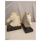 Pair Alabaster Horsehead Bookends