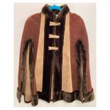 Vintage Suede & Faux Fur Cape