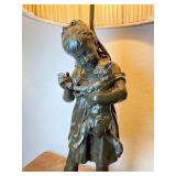 Bronze Les Amants A de Ranieri Girl w/ Kitty Lamp