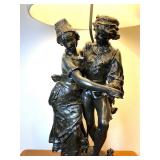 Vtg Bronze Gaudez Dancing Couple Renaissance Lamp