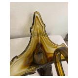 Vintage Amber Murano Glass Swan Planter