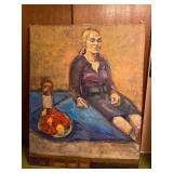 Woman & Fruit Still Life MCM Painting - HOUSTON