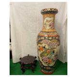 Large  Vintage Asian Peacock Satsuma Vase 42"