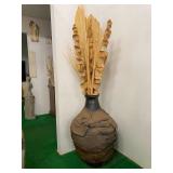 Large Banana Leaf Style Pottery Vase 34"