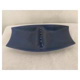 Mid Century Navy Blue Pottery Ashtray