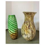 (2) Blown Glass Swirl Vases