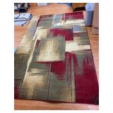 #8 Green/Red/Gray Area Rug - 5 x 7