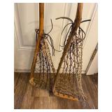 2 Antique Leather/Wood Lacrosse Sticks