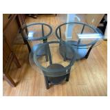 3pc Round Glass Coffee Ends Tables