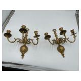 Pair Brass Wall Sconces