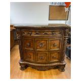 Ornate Marble Top Sideboard Cabinet