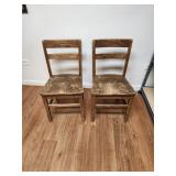 2 Wooden Desk School Chairs