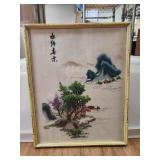 Embroidered Asian Landscape on Silk