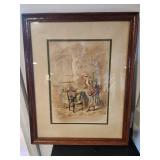 E. Grivas Vintage Print Lady w/ Cat