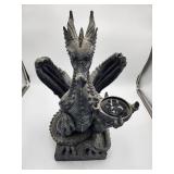 (2) Black Resin Dragon Statues