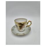 Unmarked Gold Floral Teacup Saucer