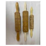 (3) German Springerle Cookie Pattern Rolling Pins