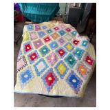 Quilt 1 - Yellow Patchwork Diamond Pattern