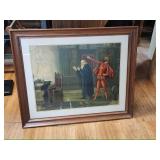 Vintage German Faust Litho Print Satan Framed