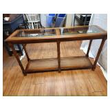 Wood and Glass Console Table Plant Stand
