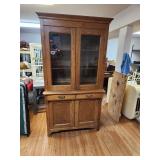 Antique Glass Front Hoosier Cabinet