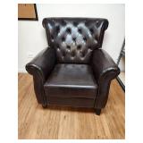 Overstuffed Brown Leather Chair