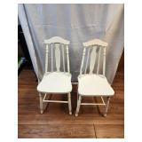 Pair Shabby Chic Vintage White Chairs
