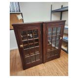Pair Cedar Glass Front Hutch Cabinets
