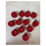 Vintage Shiny Brite Red Barrel Glass Ornaments