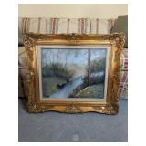 Hand Painted Pastel Creek Scene
