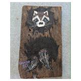 Hand Painted Raccoon on Barn Wood